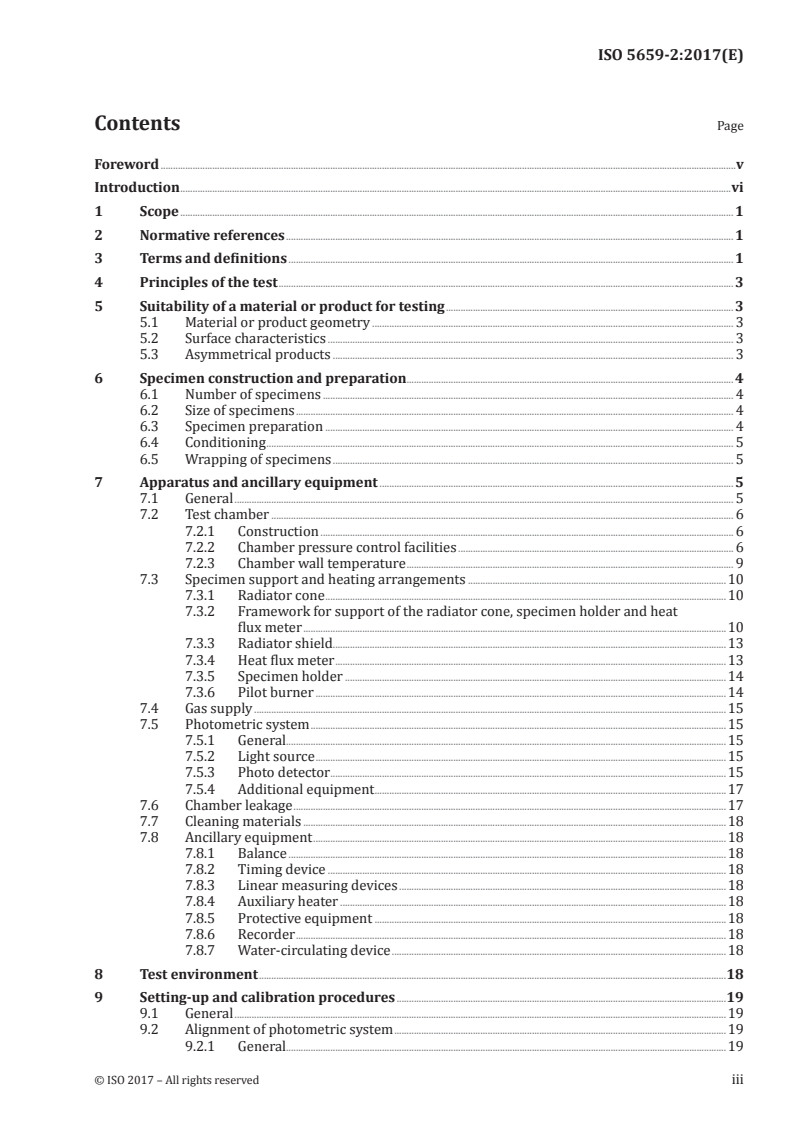 ISO 5659-2:2017 ISO 5659-2:2017 - Plastics — Smoke generation — Part 2: Determination of optical density by a single-chamber test/23/2017 - Page 3 preview