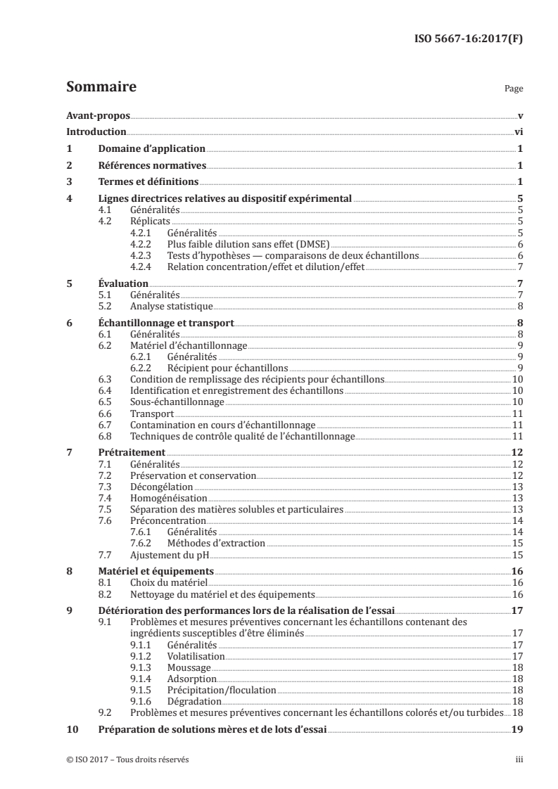 ISO 5667-16:2017 ISO 5667-16:2017 - Qualité de l'eau — Échantillonnage — Partie 16: Lignes directrices pour les essais biologiques des échantillons/12/2017 - Page 3 preview