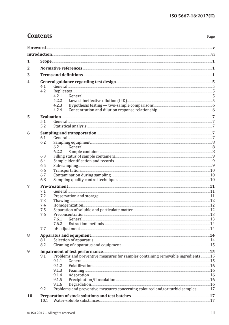 ISO 5667-16:2017 ISO 5667-16:2017 - Water quality — Sampling — Part 16: Guidance on biotesting of samples/12/2017 - Page 3 preview