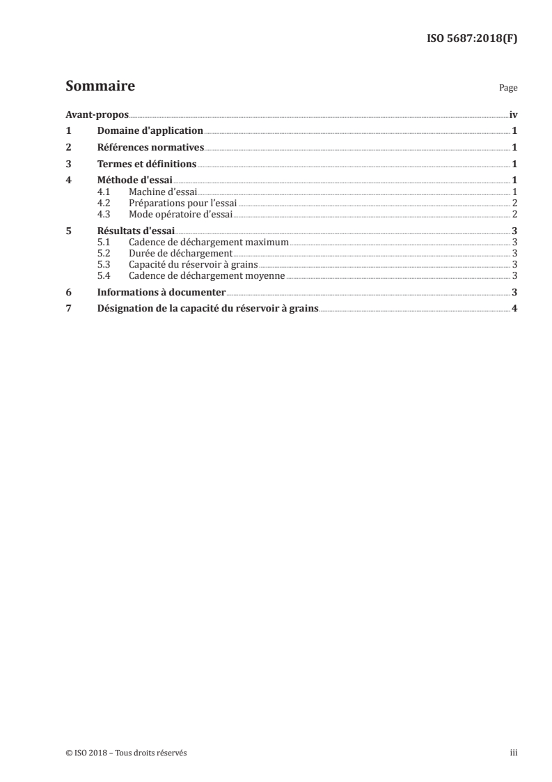 ISO 5687:2018 ISO 5687:2018 - Matériel de récolte — Moissonneuses-batteuses — Détermination et désignation de la capacité et des performances du dispositif de déchargement des trémies à grain/18/2018 - Page 3 preview