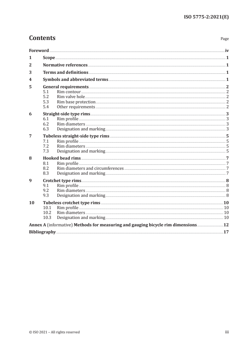 ISO 5775-2:2021 ISO 5775-2:2021 - Bicycle tyres and rims — Part 2: Rims/11/2021 - Page 3 preview