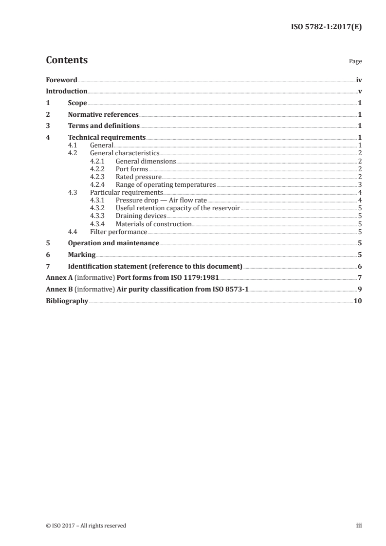 SIST ISO 5782-1:2023 ISO 5782-1:2017 - Pneumatic fluid power — Compressed air filters — Part 1: Main characteristics to be included in supplier's literature and product-marking requirements/2/2017 - Page 3 preview