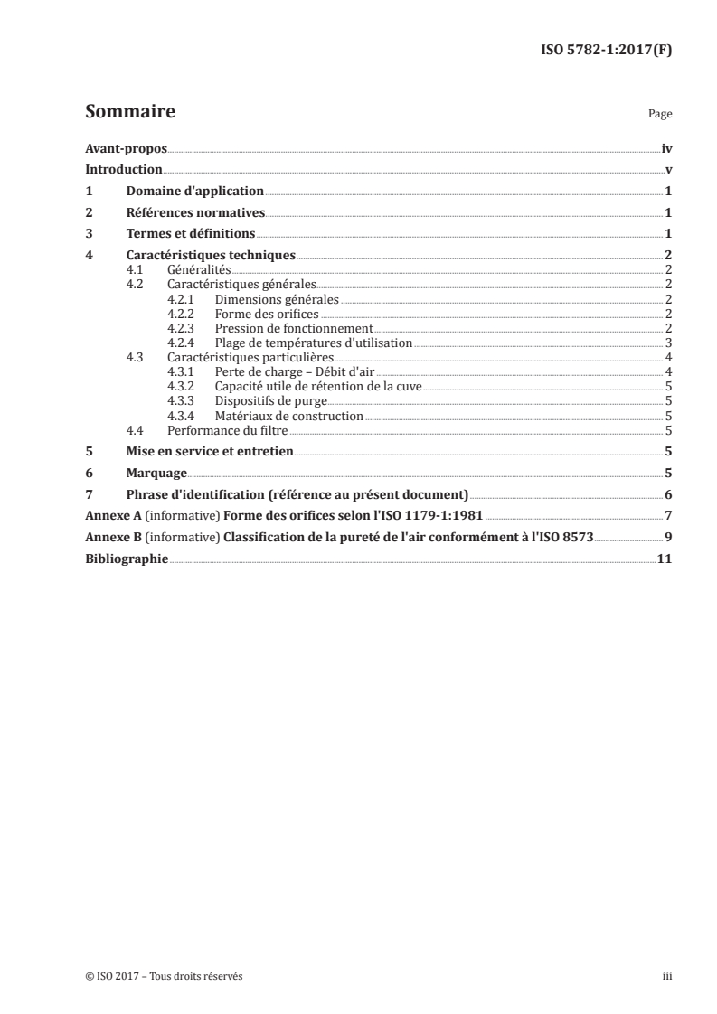 SIST ISO 5782-1:2023 ISO 5782-1:2017 - Transmissions pneumatiques — Filtres pour air comprimé — Partie 1: Principales caractéristiques à inclure dans la documentation des fournisseurs et exigences de marquage du produit/2/2017 - Page 3 preview
