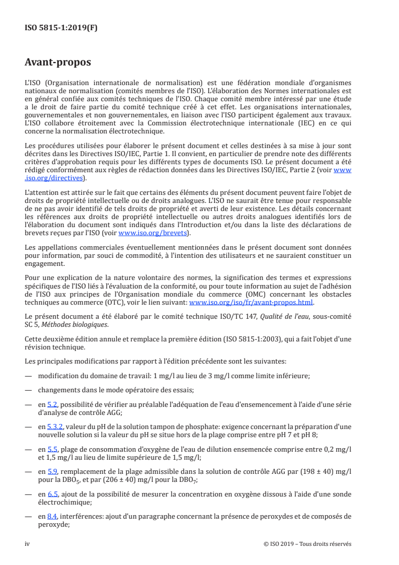 ISO 5815-1:2019 ISO 5815-1:2019 - Qualité de l'eau — Détermination de la demande biochimique en oxygène après n jours (DBOn) — Partie 1: Méthode par dilution et ensemencement avec apport d'allylthiourée/23/2019 - Page 4 preview
