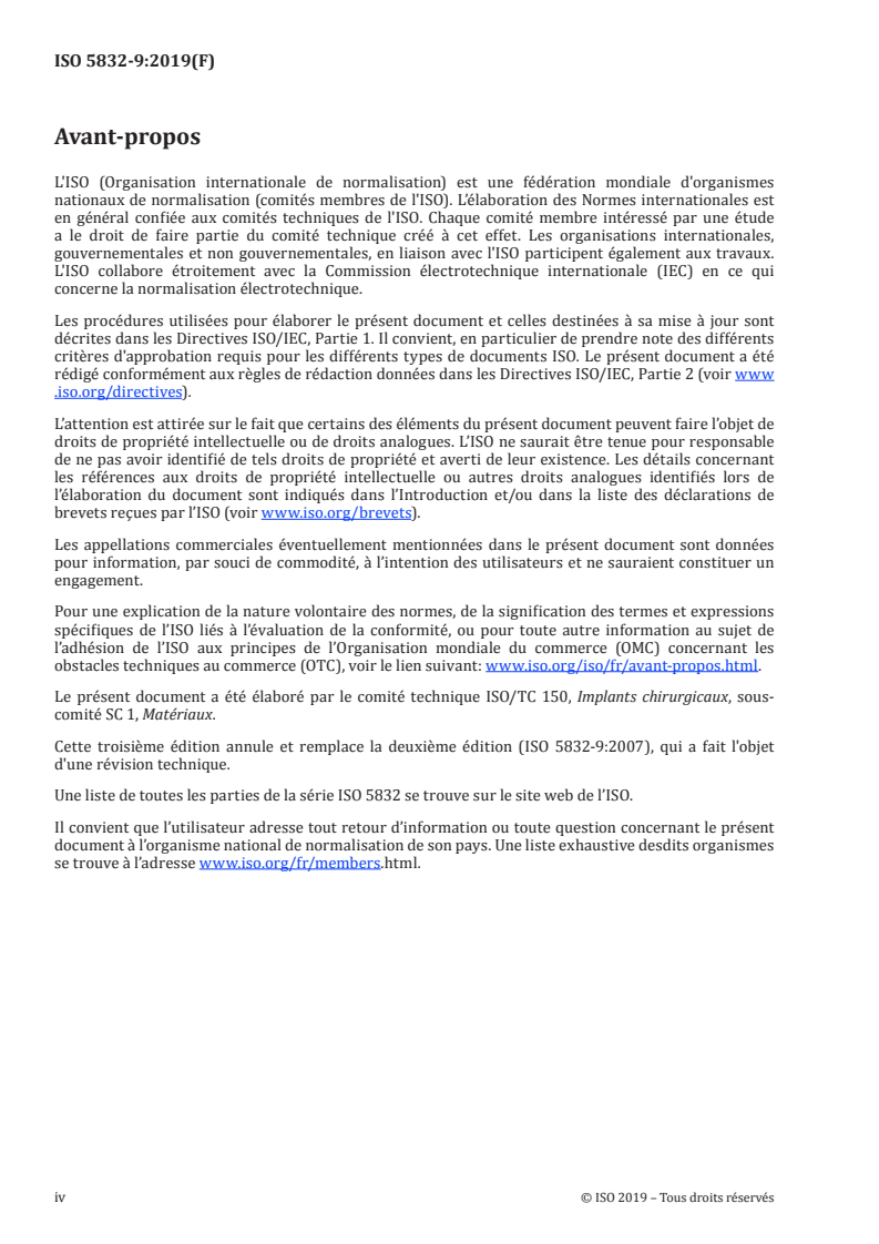 ISO 5832-9:2019 ISO 5832-9:2019 - Implants chirurgicaux — Matériaux métalliques — Partie 9: Acier inoxydable corroyé à haute teneur en azote/8/2019 - Page 4 preview
