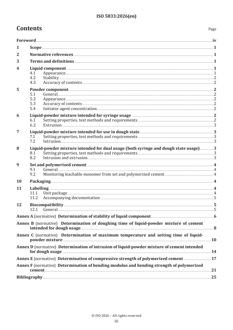 ISO 5833:2026 ISO 5833:2026 - Implants for surgery — Acrylic resin cements - Page 3 preview