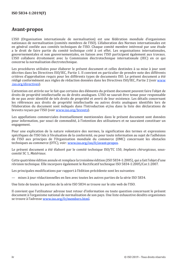 ISO 5834-1:2019 ISO 5834-1:2019 - Implants chirurgicaux — Polyéthylène à très haute masse moléculaire — Partie 1: Produits sous forme de poudre/12/2019 - Page 4 preview
