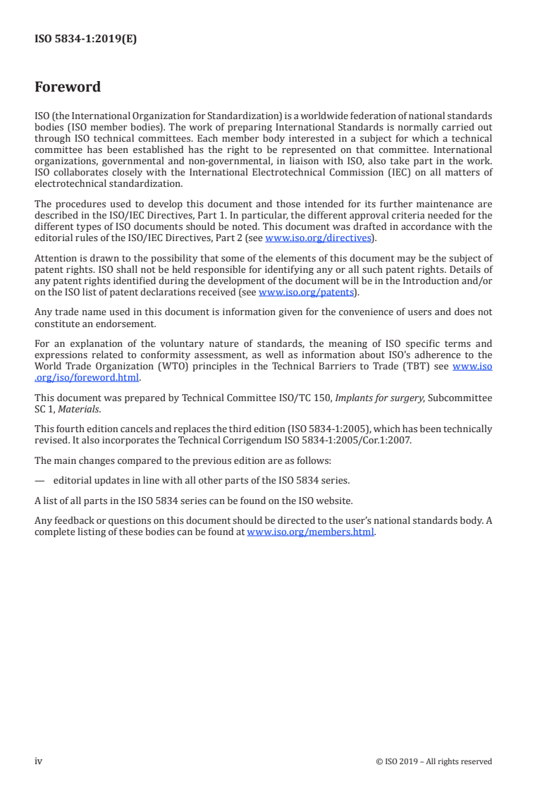 ISO 5834-1:2019 ISO 5834-1:2019 - Implants for surgery — Ultra-high-molecular-weight polyethylene — Part 1: Powder form/12/2019 - Page 4 preview
