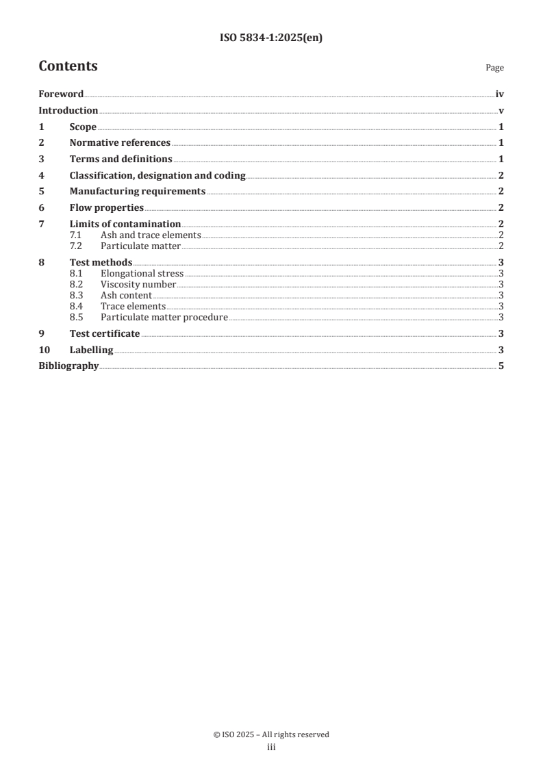 ISO 5834-1:2025 ISO 5834-1:2025 - Implants for surgery — Ultra-high-molecular-weight polyethylene — Part 1: Powder form - Page 3 preview