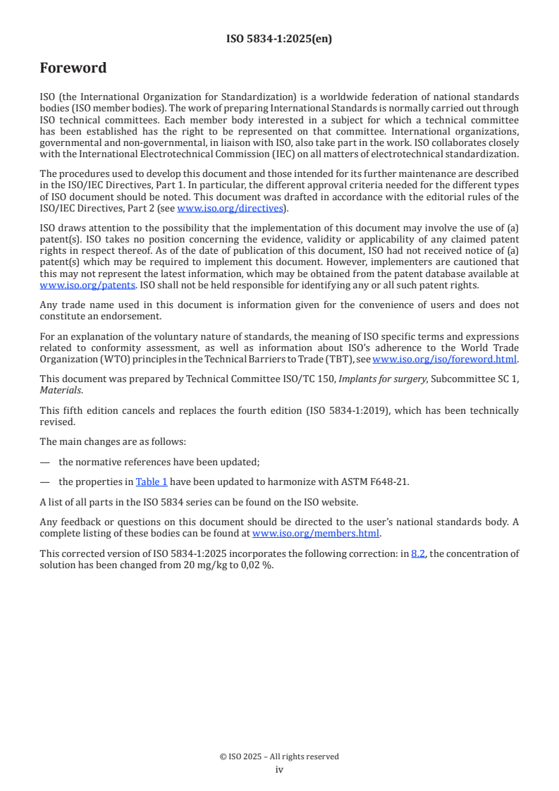 ISO 5834-1:2025 ISO 5834-1:2025 - Implants for surgery — Ultra-high-molecular-weight polyethylene — Part 1: Powder form - Page 4 preview