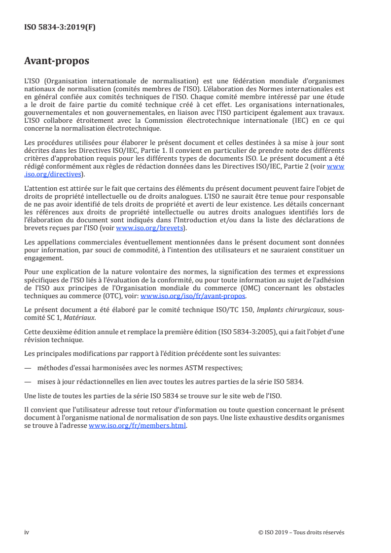 ISO 5834-3:2019 ISO 5834-3:2019 - Implants chirurgicaux — Polyéthylène à très haute masse moléculaire — Partie 3: Méthodes de vieillissement accéléré/12/2019 - Page 4 preview