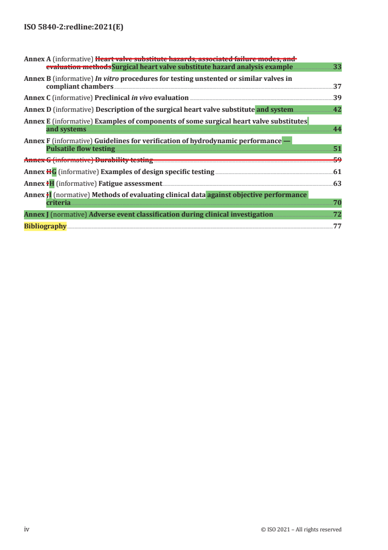 ISO 5840-2:2021 REDLINE ISO 5840-2:2021 - Cardiovascular implants — Cardiac valve prostheses — Part 2: Surgically implanted heart valve substitutes/21/2021 - Page 4 preview