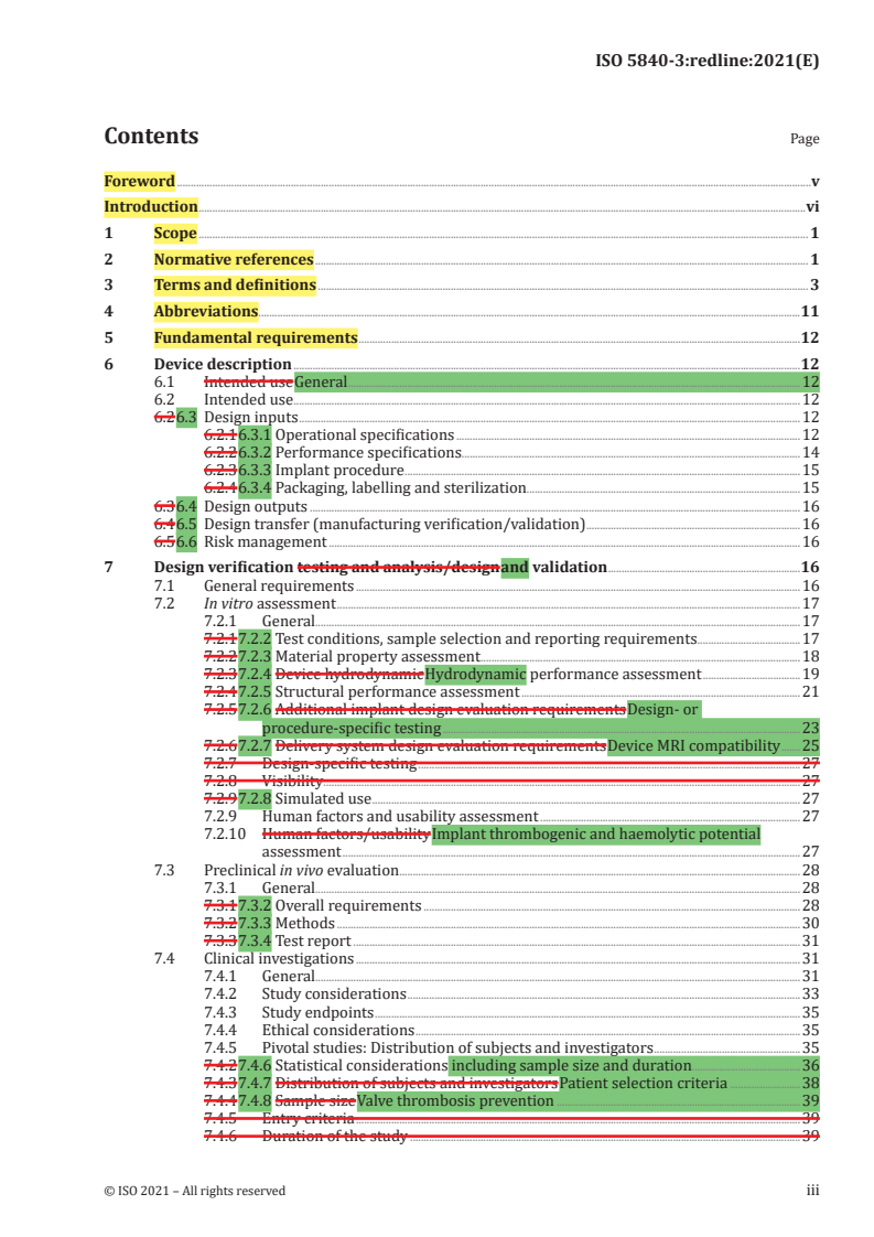 ISO 5840-3:2021 REDLINE ISO 5840-3:2021 - Cardiovascular implants — Cardiac valve prostheses — Part 3: Heart valve substitutes implanted by transcatheter techniques/21/2021 - Page 3 preview