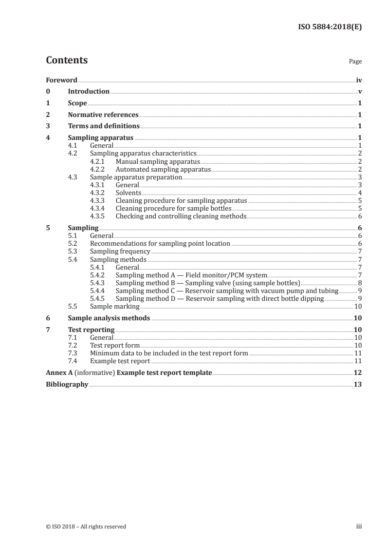 ISO 5884:2018 ISO 5884:2018 - Aerospace series — Fluid systems and components — Methods for system sampling and measuring the solid particle contamination in hydraulic fluids/8/2018 - Page 3 preview