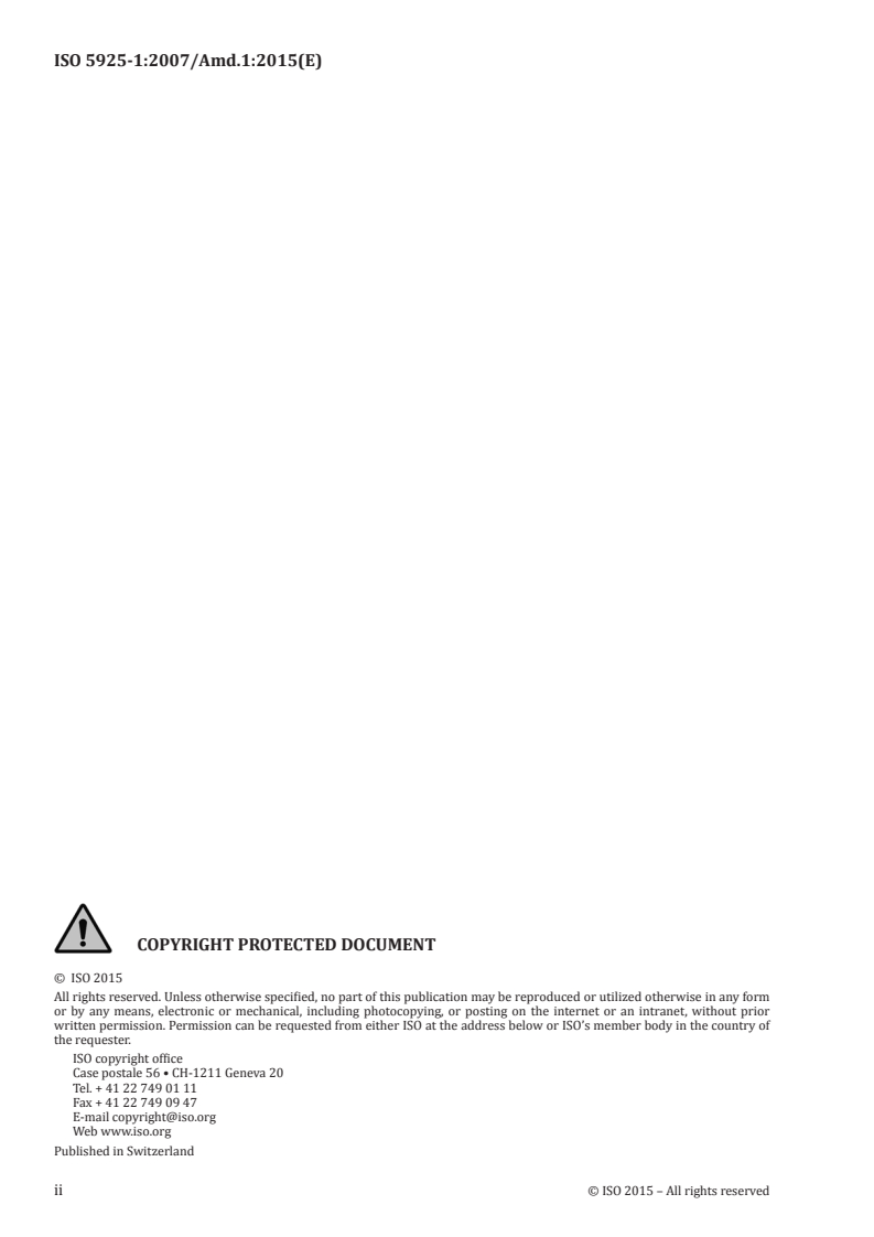 SIST ISO 5925-1:2018/A1:2018 ISO 5925-1:2007/Amd 1:2015 - Fire tests — Smoke-control door and shutter assemblies — Part 1: Ambient- and medium-temperature leakage tests — Amendment 1/31/2015 - Page 2 preview