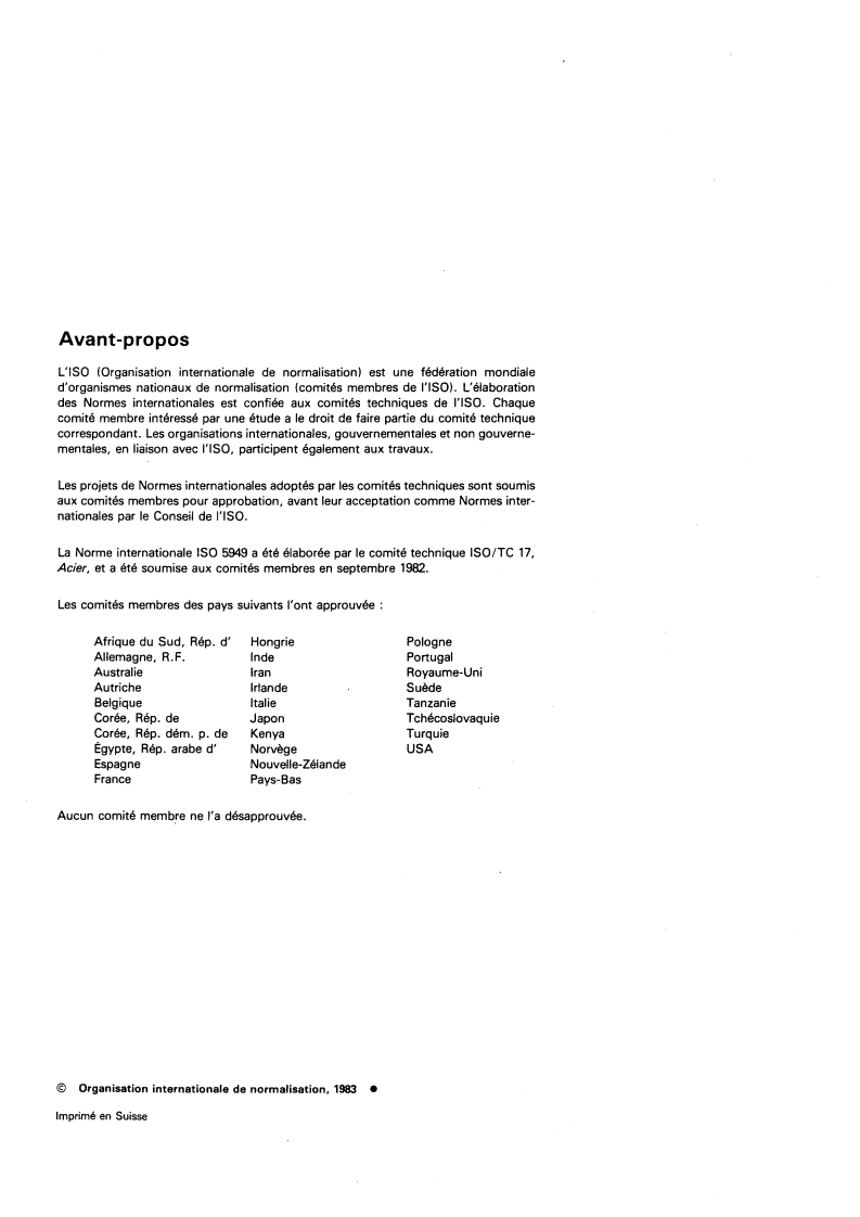 ISO 5949:1983 ISO 5949:1983 - Aciers à outils et aciers de roulement — Méthode micrographique d'évaluation de la répartition des carbures à l'aide d'images-types/1/1983 - Page 2 preview