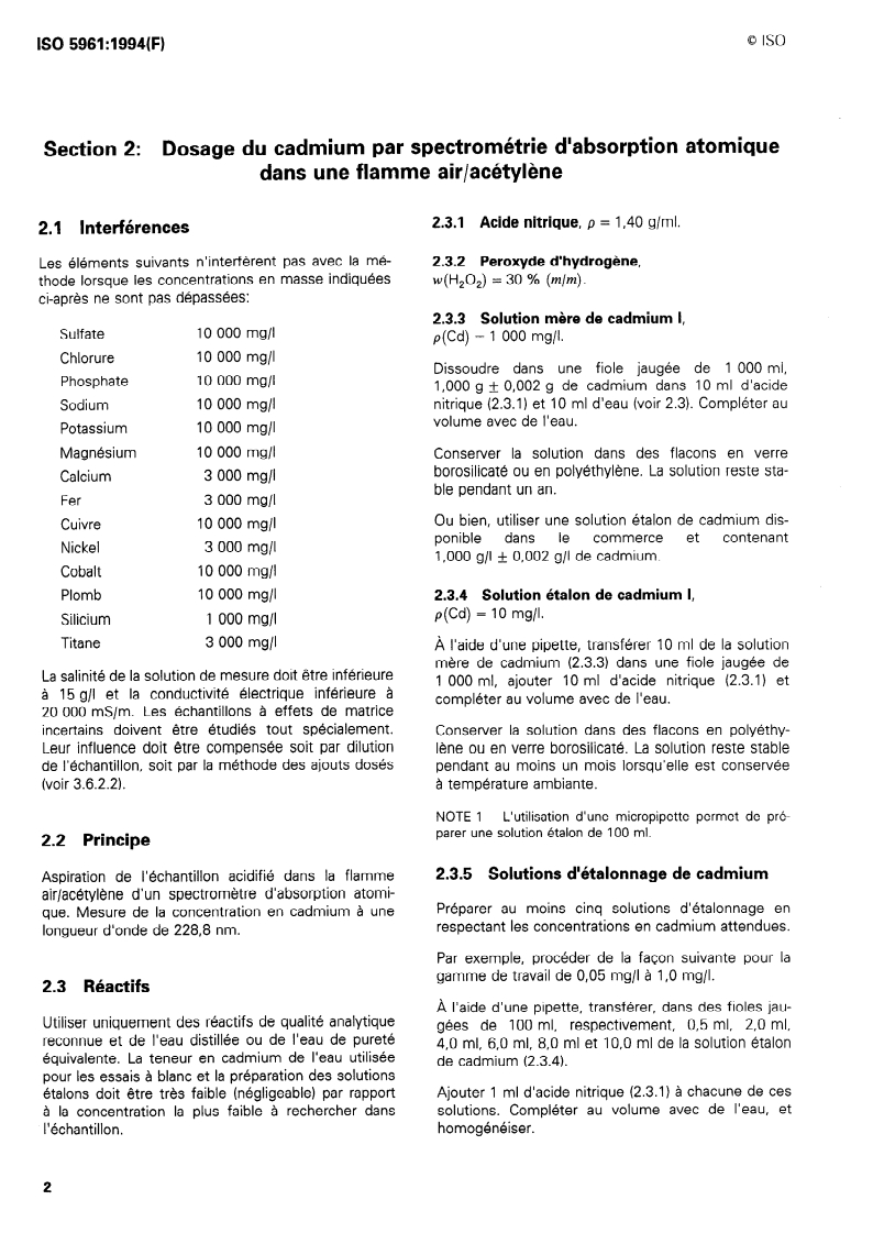 ISO 5961:1994 ISO 5961:1994 - Qualité de l'eau — Dosage du cadmium par spectrométrie d'absorption atomique/22/1996 - Page 4 preview