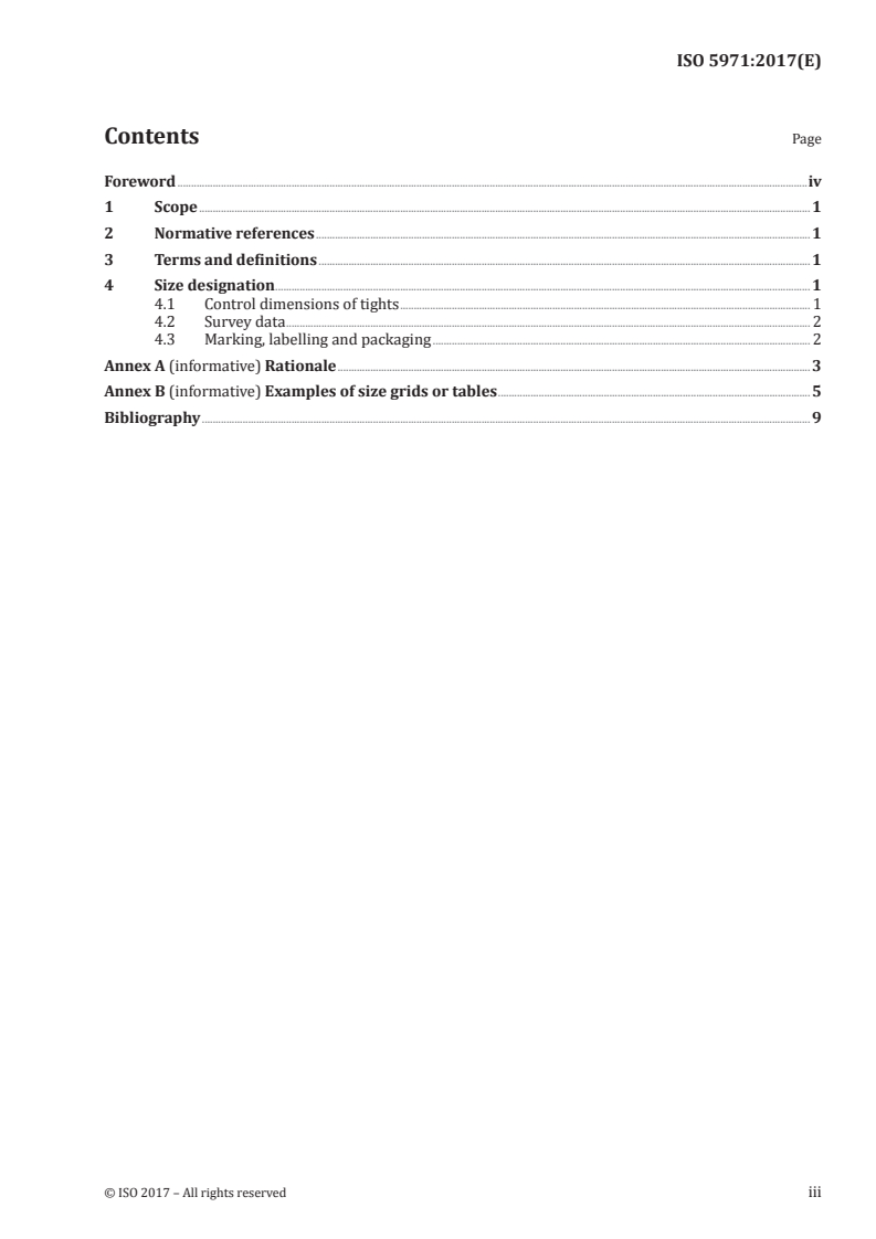ISO 5971:2017 ISO 5971:2017 - Size designation of clothes — Tights/24/2017 - Page 3 preview