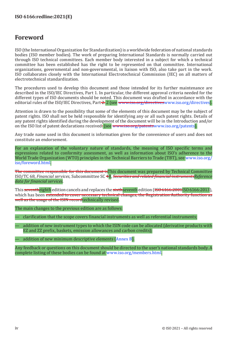 ISO 6166:2021 REDLINE ISO 6166:2021 - Financial services — International securities identification number (ISIN)/2/2021 - Page 4 preview