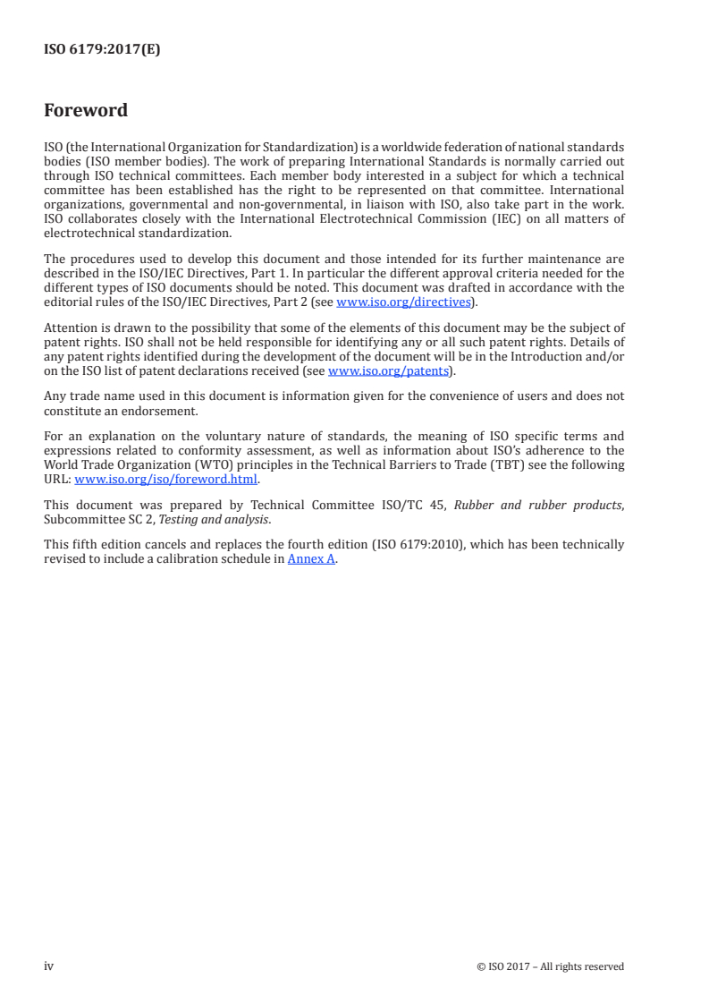 ISO 6179:2017 ISO 6179:2017 - Rubber, vulcanized or thermoplastic — Rubber sheets and rubber-coated fabrics — Determination of transmission rate of volatile liquids (gravimetric technique)/31/2017 - Page 4 preview