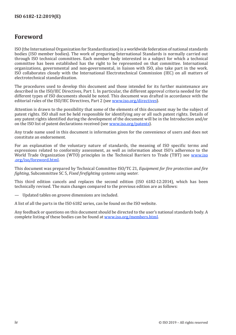 ISO 6182-12:2019 ISO 6182-12:2019 - Fire protection — Automatic sprinkler systems — Part 12: Requirements and test methods for grooved-end components for steel pipe systems/25/2019 - Page 4 preview