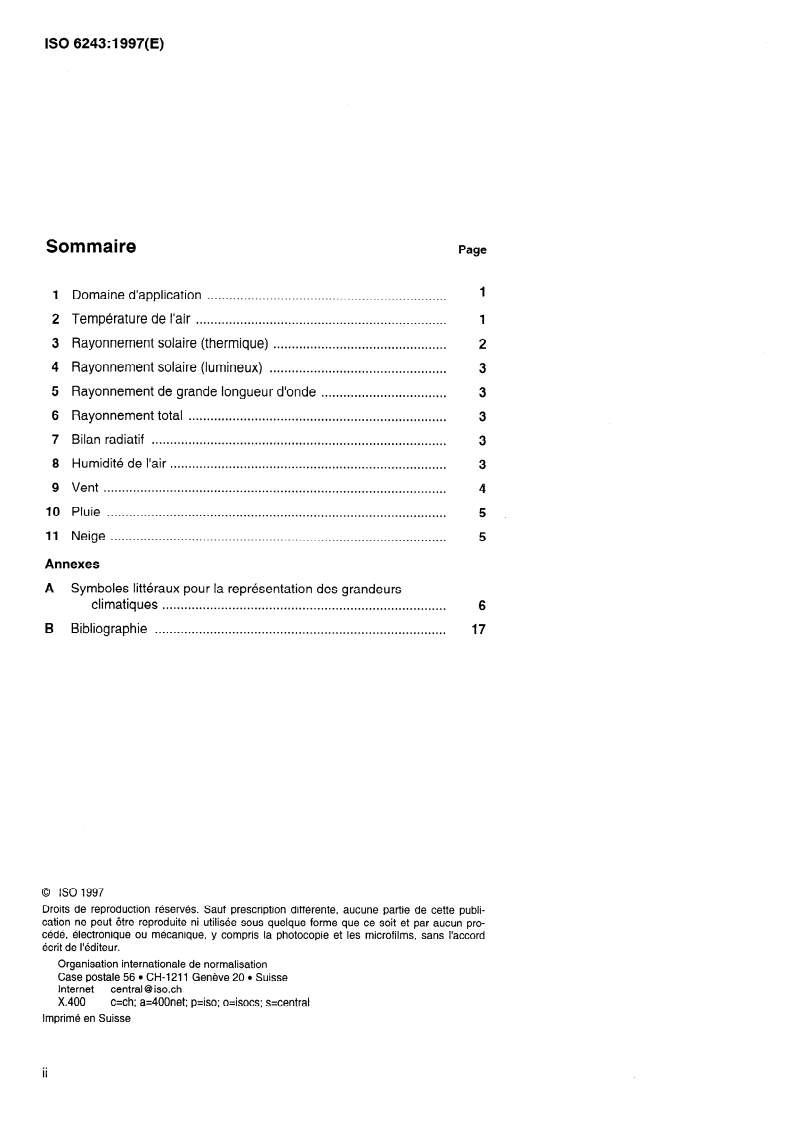 ISO 6243:1997 ISO 6243:1997 - Données climatiques pour la conception des bâtiments — Système de symboles proposé/3/1997 - Page 2 preview