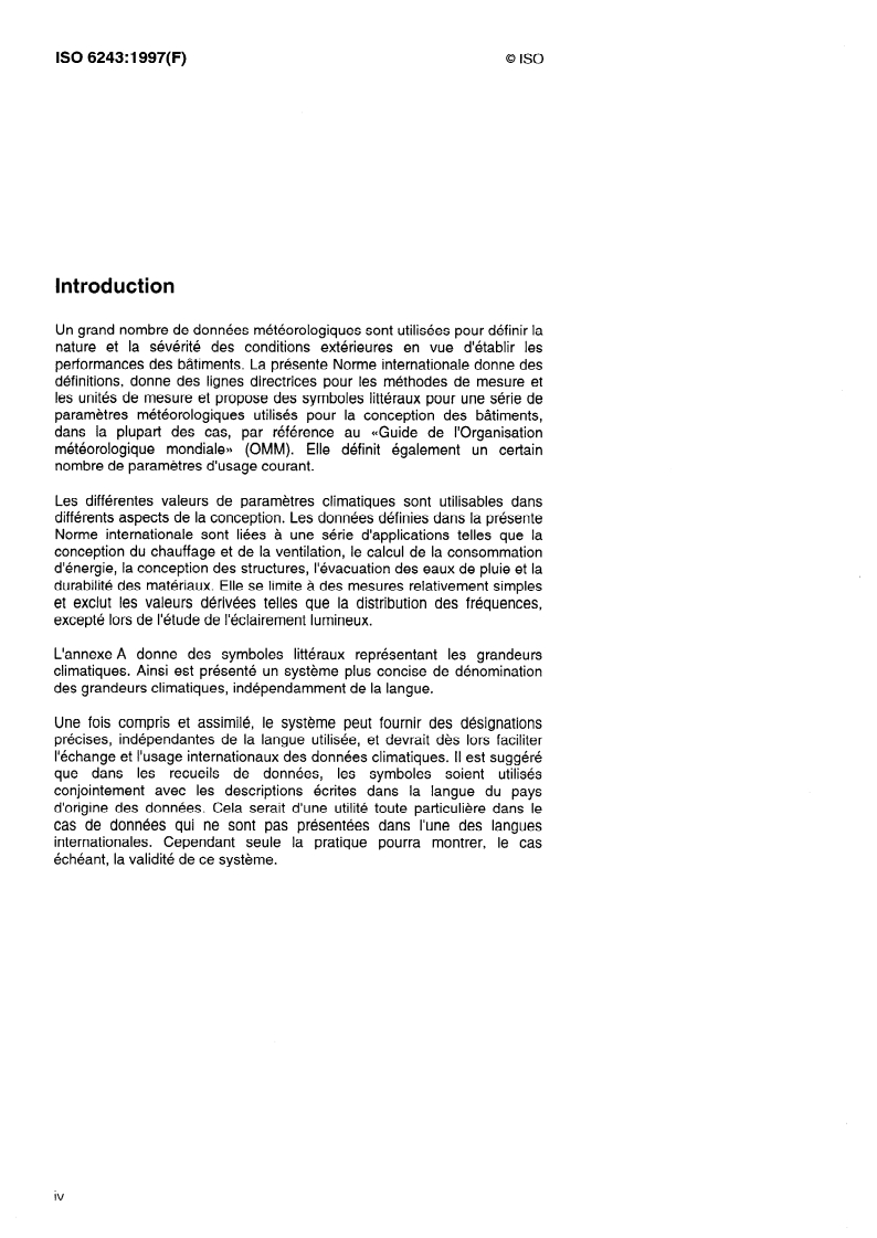 ISO 6243:1997 ISO 6243:1997 - Données climatiques pour la conception des bâtiments — Système de symboles proposé/3/1997 - Page 4 preview