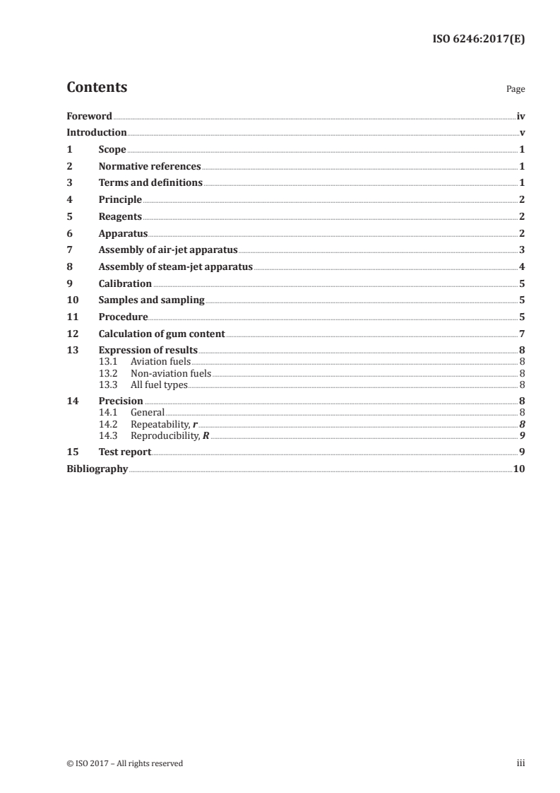 ISO 6246:2017 ISO 6246:2017 - Petroleum products — Gum content of fuels — Jet evaporation method/17/2017 - Page 3 preview