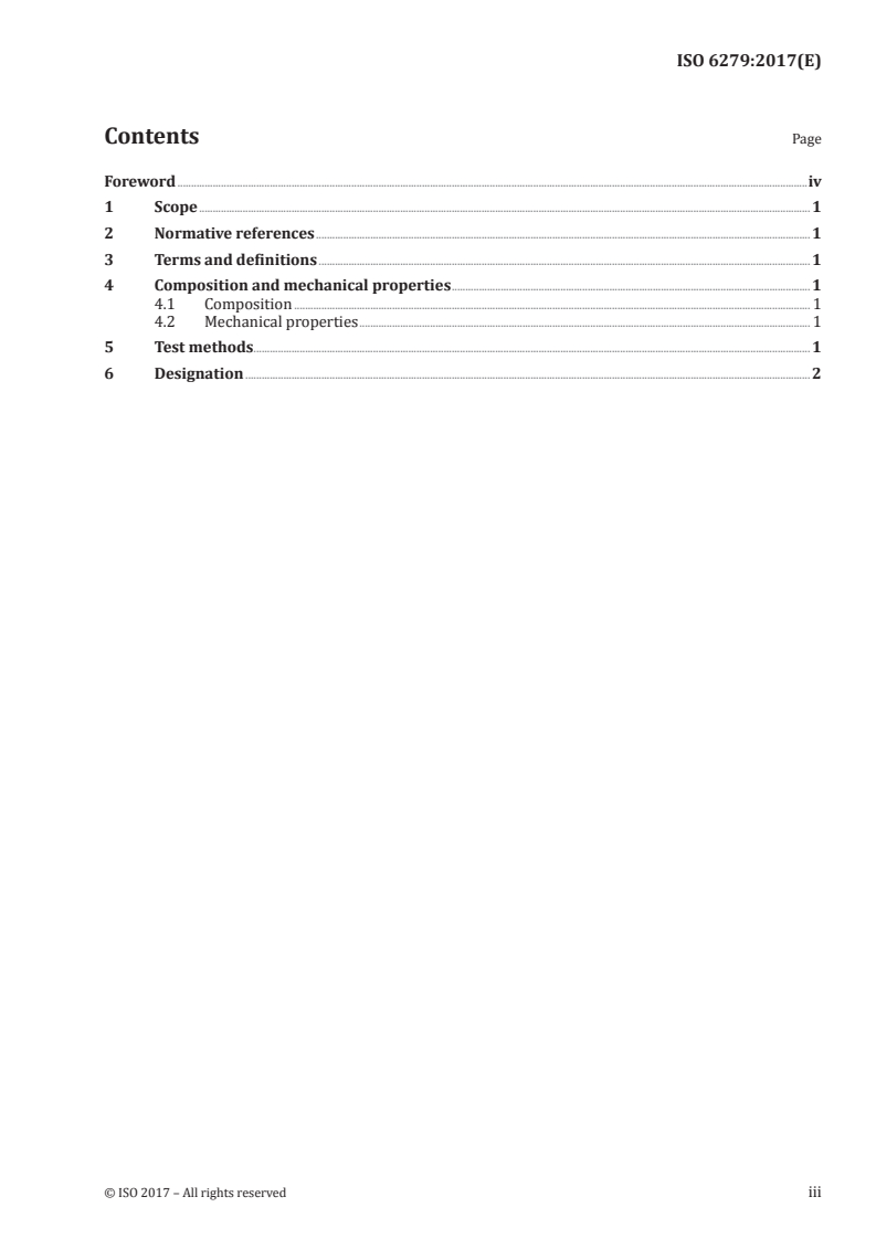 ISO 6279:2017 ISO 6279:2017 - Plain bearings — Aluminium alloys for solid bearings/6/2017 - Page 3 preview