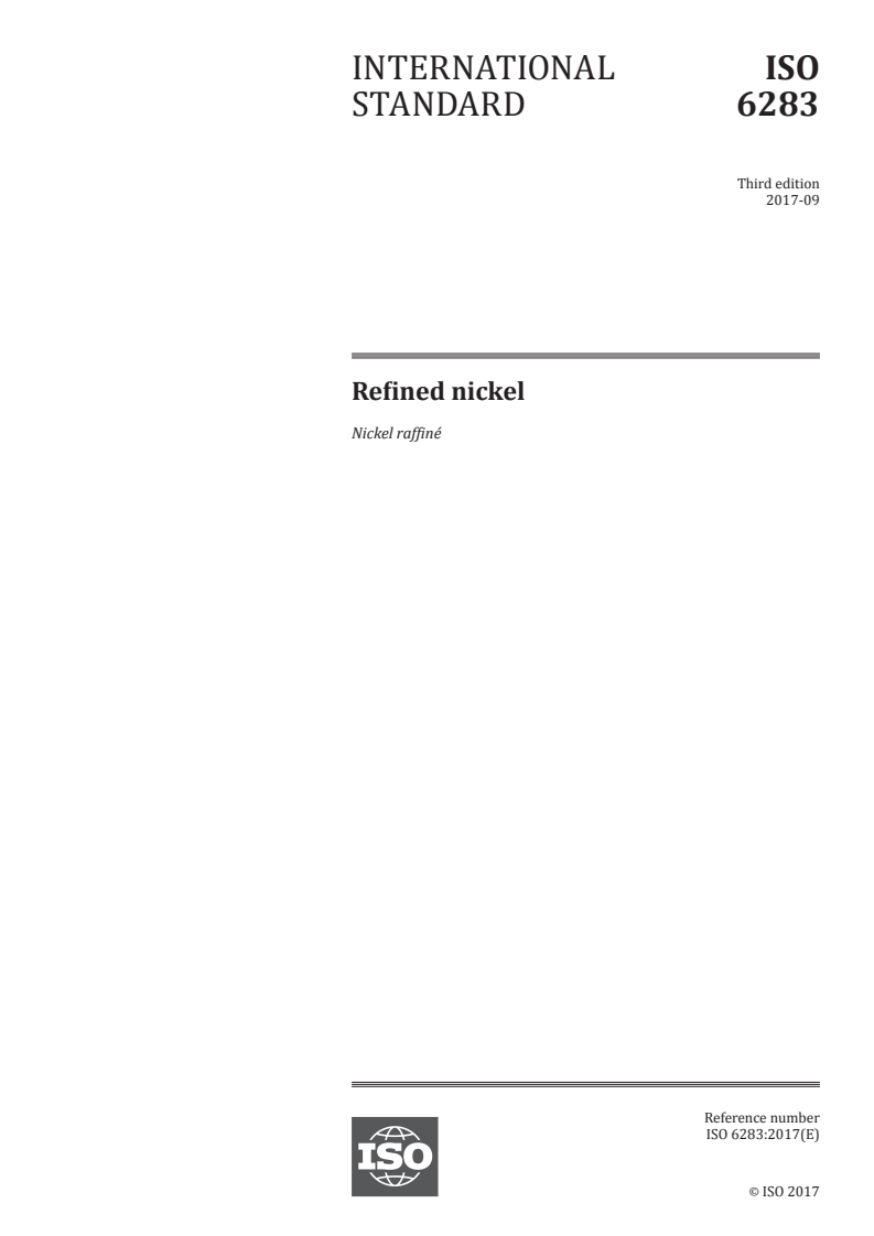 ISO 6283:2017 ISO 6283:2017 - Refined nickel/11/2017 - Page 1 preview