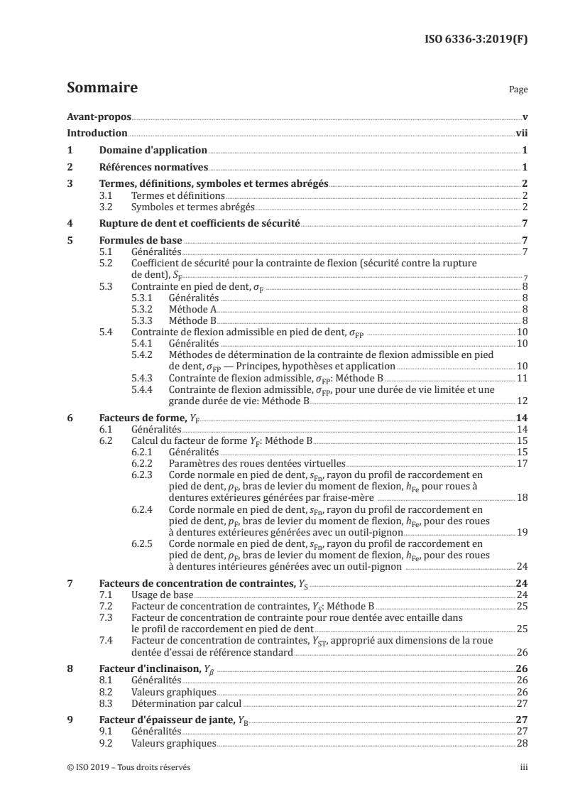 SIST ISO 6336-3:2020 ISO 6336-3:2019 - Calcul de la capacité de charge des engrenages cylindriques à dentures droite et hélicoïdale — Partie 3: Calcul de la tenue en fatigue à la flexion en pied de dent/20/2020 - Page 3 preview