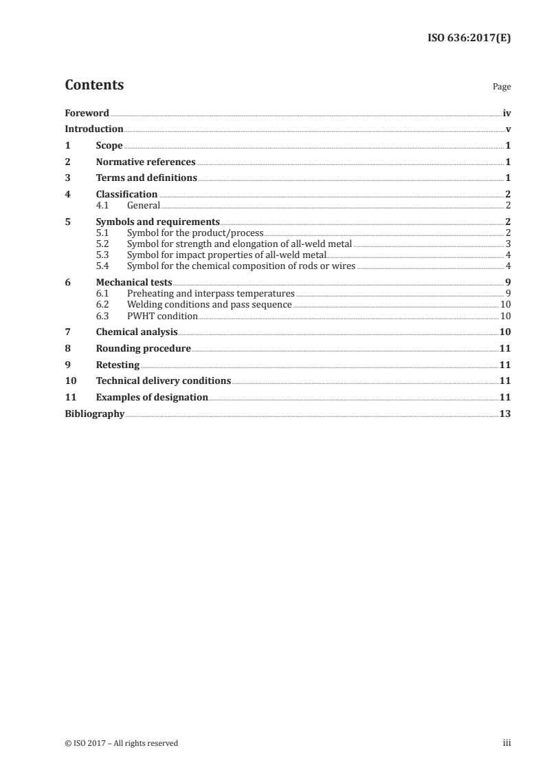 ISO 636:2017 ISO 636:2017 - Welding consumables — Rods, wires and deposits for tungsten inert gas welding of non-alloy and fine-grain steels — Classification/29/2017 - Page 3 preview
