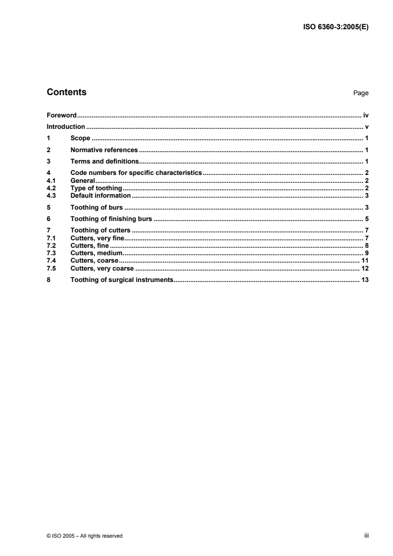 ISO 6360-3:2005 ISO 6360-3:2005 - Dentistry — Number coding system for rotary instruments — Part 3: Specific characteristics of burs and cutters/2/2005 - Page 3 preview