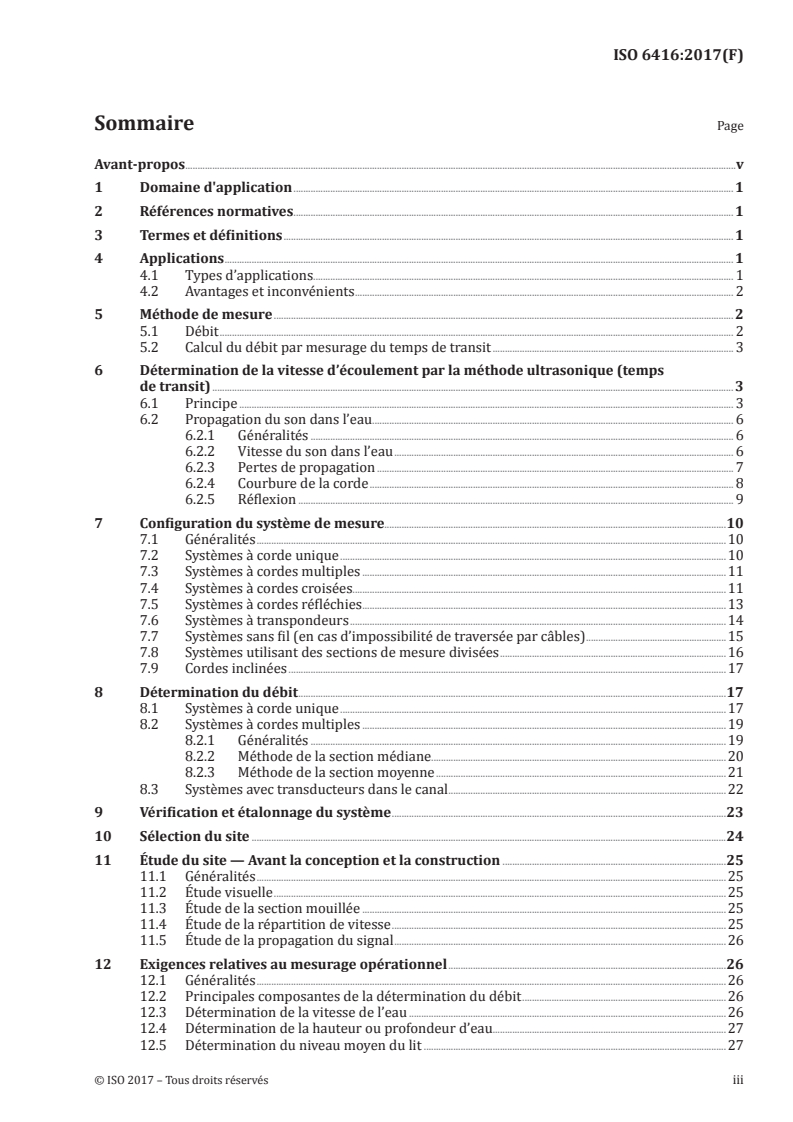 ISO 6416:2017 ISO 6416:2017 - Hydrométrie — Mesure du débit par la méthode du temps de transit ultrasonique (temps de vol)/11/2017 - Page 3 preview