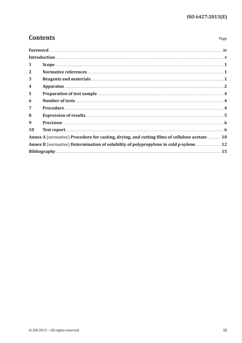 ISO 6427:2013 ISO 6427:2013 - Plastics — Determination of matter extractable by organic solvents (conventional methods)/22/2013 - Page 3 preview