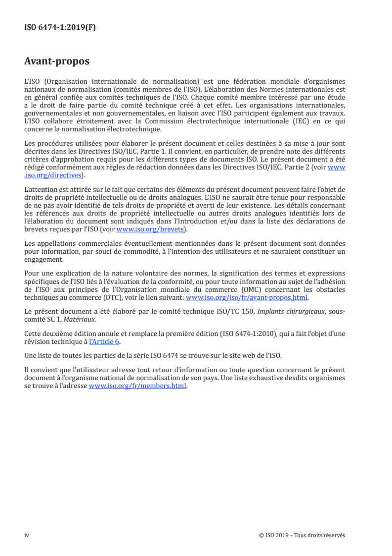 ISO 6474-1:2019 ISO 6474-1:2019 - Implants chirurgicaux — Matériaux céramiques — Partie 1: Matériaux céramiques à base d'alumine de haute pureté/13/2019 - Page 4 preview