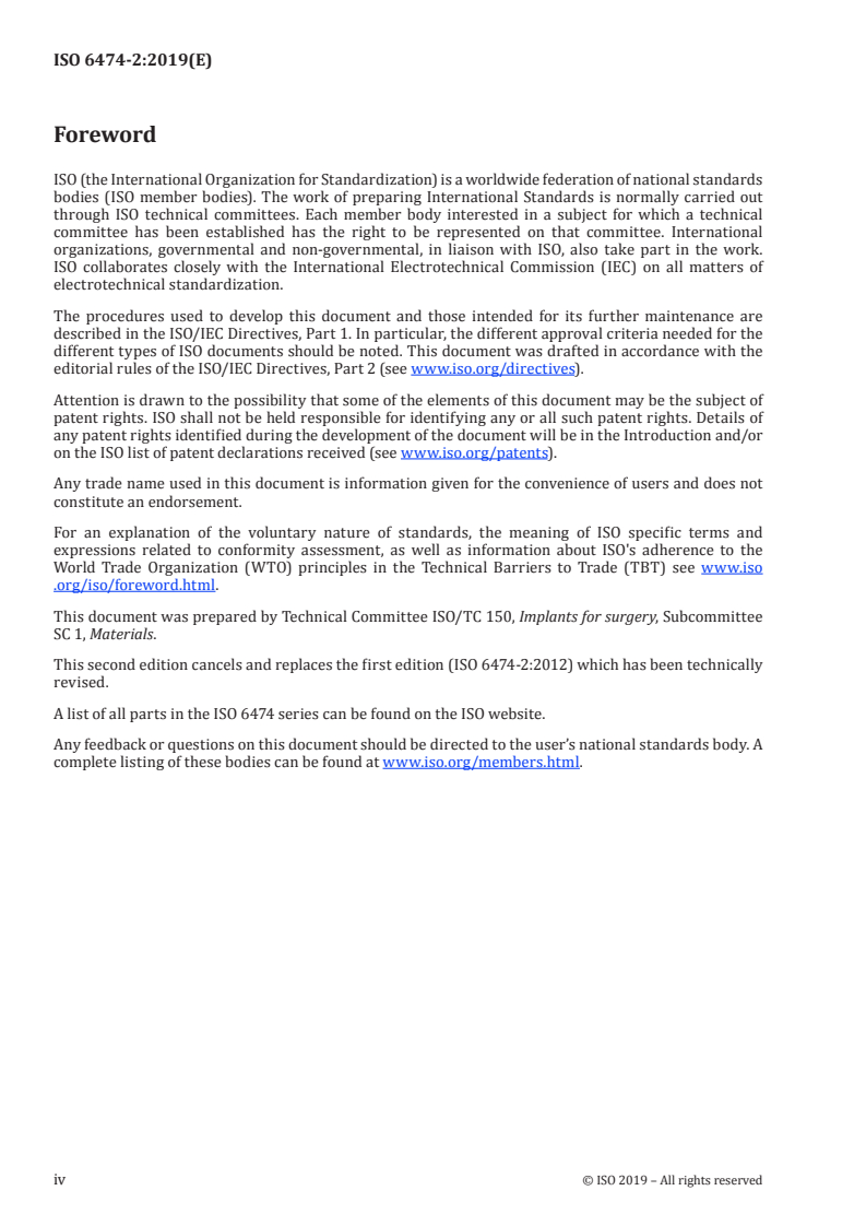 ISO 6474-2:2019 ISO 6474-2:2019 - Implants for surgery — Ceramic materials — Part 2: Composite materials based on a high-purity alumina matrix with zirconia reinforcement/13/2019 - Page 4 preview