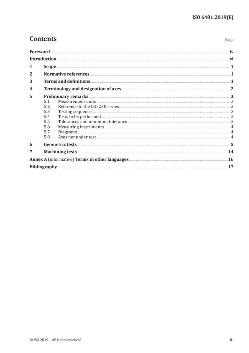 ISO 6481:2019 ISO 6481:2019 - Test conditions for vertical surface type broaching machines — Testing of accuracy/26/2019 - Page 3 preview