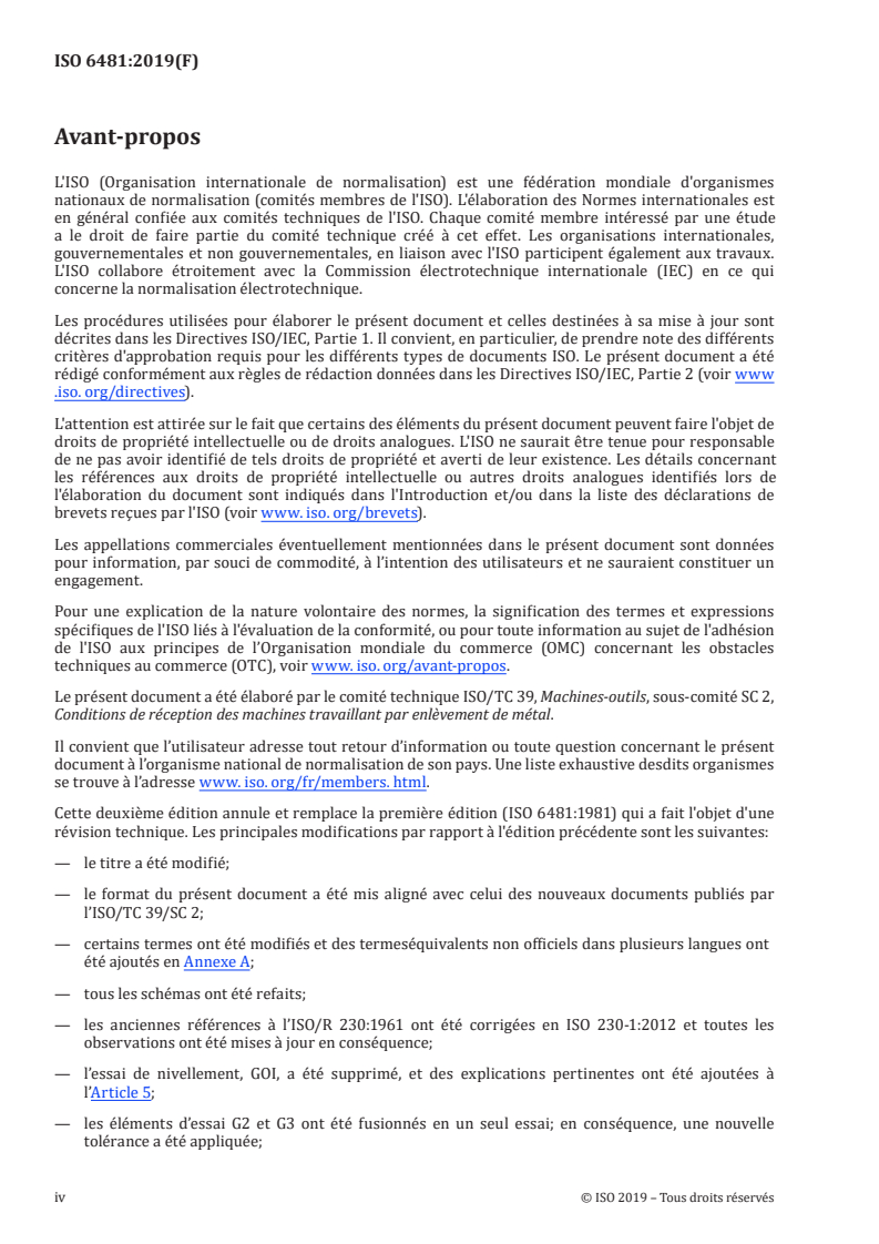 ISO 6481:2019 ISO 6481:2019 - Conditions de réception des machines verticales à brocher les extérieurs — Contrôle de l'exactitude/26/2019 - Page 4 preview
