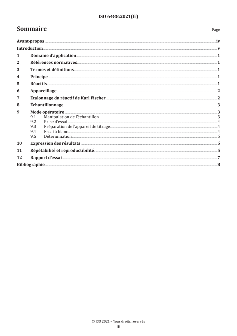 ISO 6488:2021 ISO 6488:2021 - Tabac et produits du tabac — Détermination de la teneur en eau — Méthode de Karl Fischer
Released:6/26/2024 - Page 3 preview