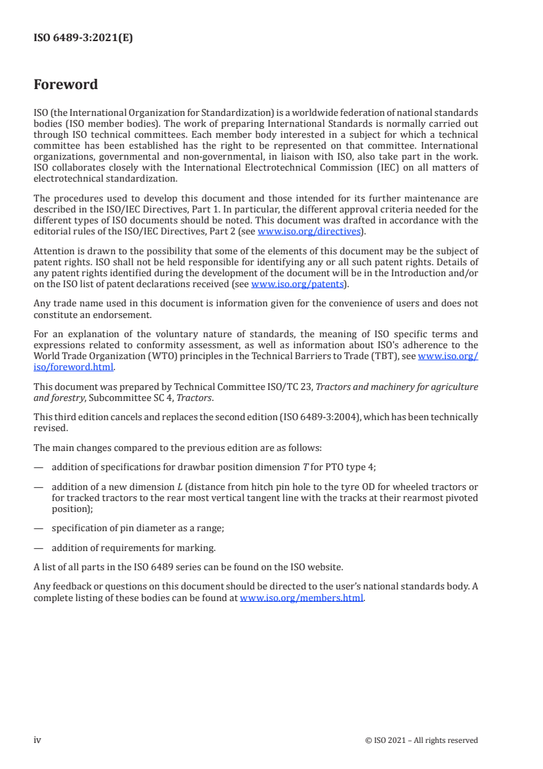 ISO 6489-3:2021 ISO 6489-3:2021 - Agricultural vehicles — Mechanical connections between towed and towing vehicles — Part 3: Tractor drawbar/19/2021 - Page 4 preview