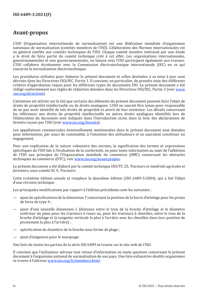 ISO 6489-3:2021 ISO 6489-3:2021 - Véhicules agricoles — Liaisons mécaniques entre véhicules remorqueurs et véhicules remorqués — Partie 3: Barre d'attelage du tracteur/19/2021 - Page 4 preview