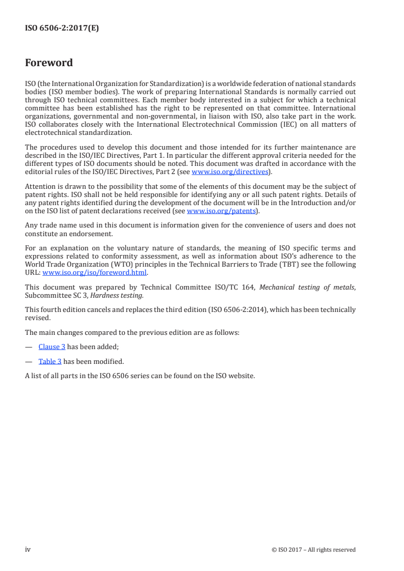 ISO 6506-2:2017 ISO 6506-2:2017 - Metallic materials — Brinell hardness test — Part 2: Verification and calibration of testing machines/25/2017 - Page 4 preview