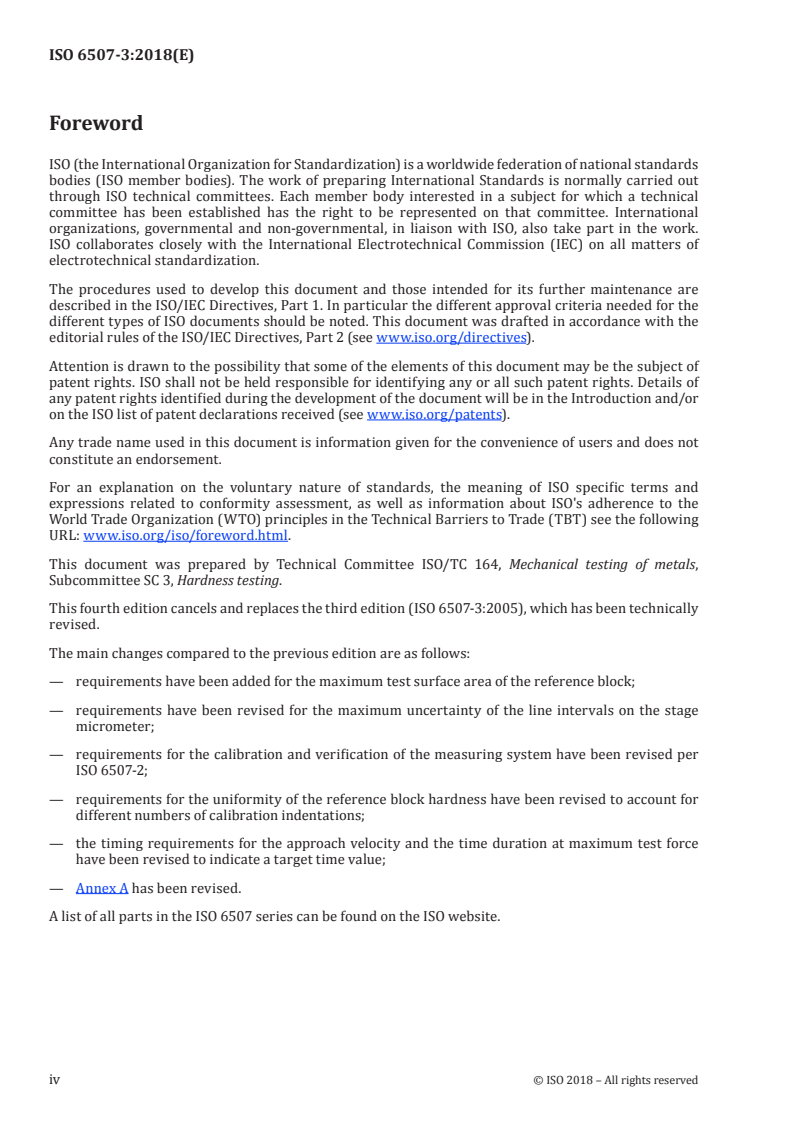 ISO 6507-3:2018 ISO 6507-3:2018 - Metallic materials — Vickers hardness test — Part 3: Calibration of reference blocks/10/2018 - Page 4 preview