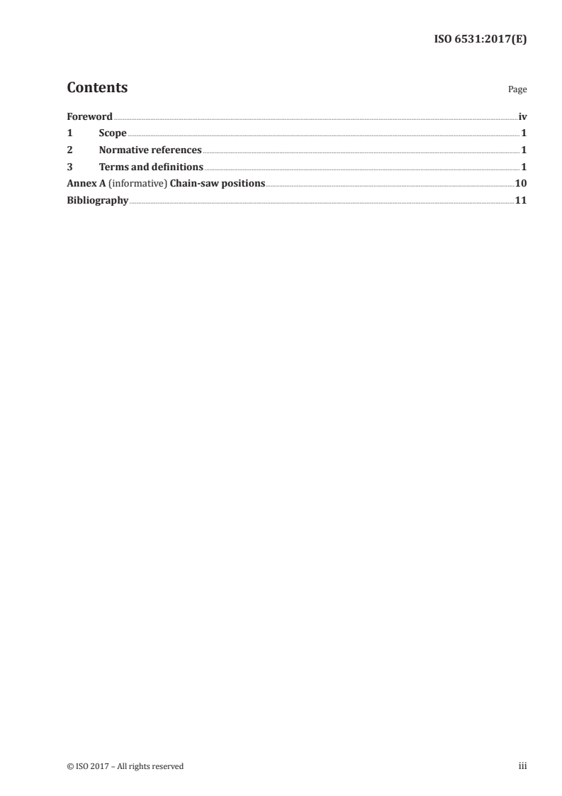 ISO 6531:2017 ISO 6531:2017 - Machinery for forestry — Portable chain-saws — Vocabulary/27/2017 - Page 3 preview