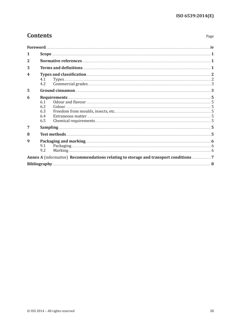 ISO 6539:2014 ISO 6539:2014 - Cinnamon (Cinnamomum zeylanicum Blume) — Specification/10/2014 - Page 3 preview