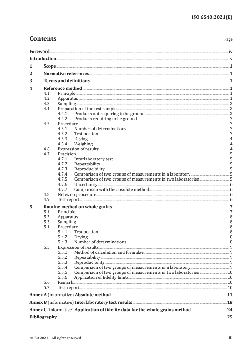 ISO 6540:2021 ISO 6540:2021 - Maize — Determination of moisture content (on milled grains and on whole grains)/19/2021 - Page 3 preview