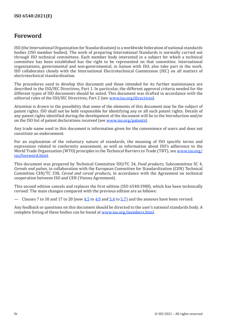 ISO 6540:2021 ISO 6540:2021 - Maize — Determination of moisture content (on milled grains and on whole grains)/19/2021 - Page 4 preview