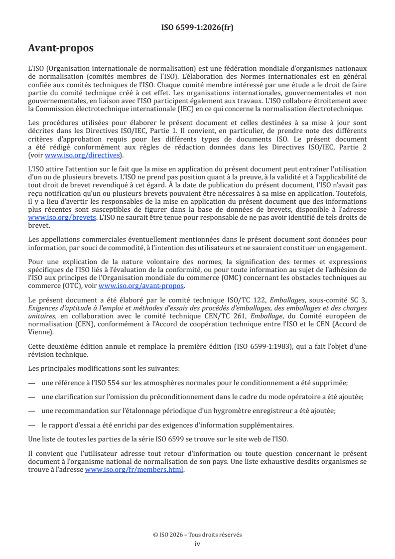 ISO 6599-1:2026 ISO 6599-1:2026 - Emballages — Conditionnement pour essais — Partie 1: Sacs en papier - Page 4 preview