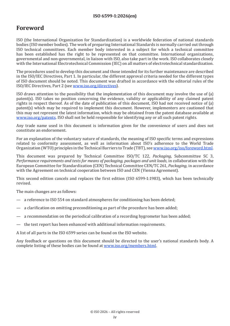 ISO 6599-1:2026 ISO 6599-1:2026 - Packaging — Conditioning for testing — Part 1: Paper sacks - Page 4 preview